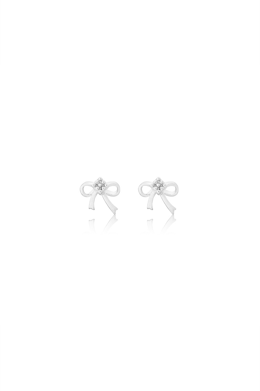 WITH RIBBON EARRING(WHITE)(silver925)
