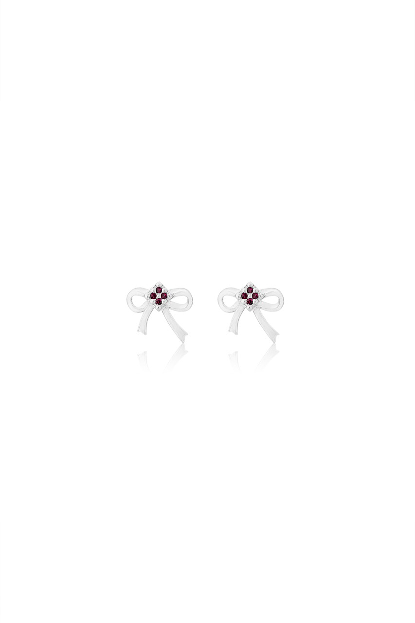 WITH RIBBON EARRING(RED)(silver925)